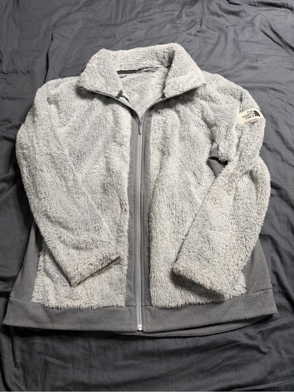 The North Face Women’s Light Gray Plush Teddy Fleece Jacket